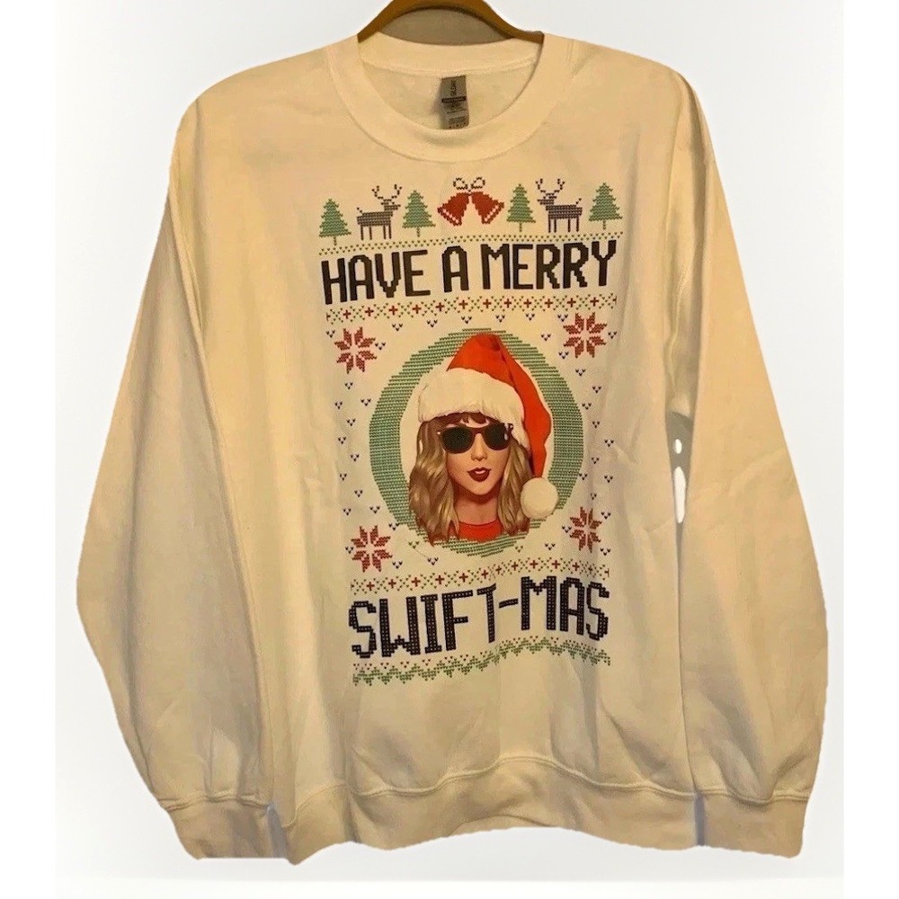 Taylor Swift Have a Merry Swift Mas Crewneck Sweatshirt M Gildan Swiftie Gift